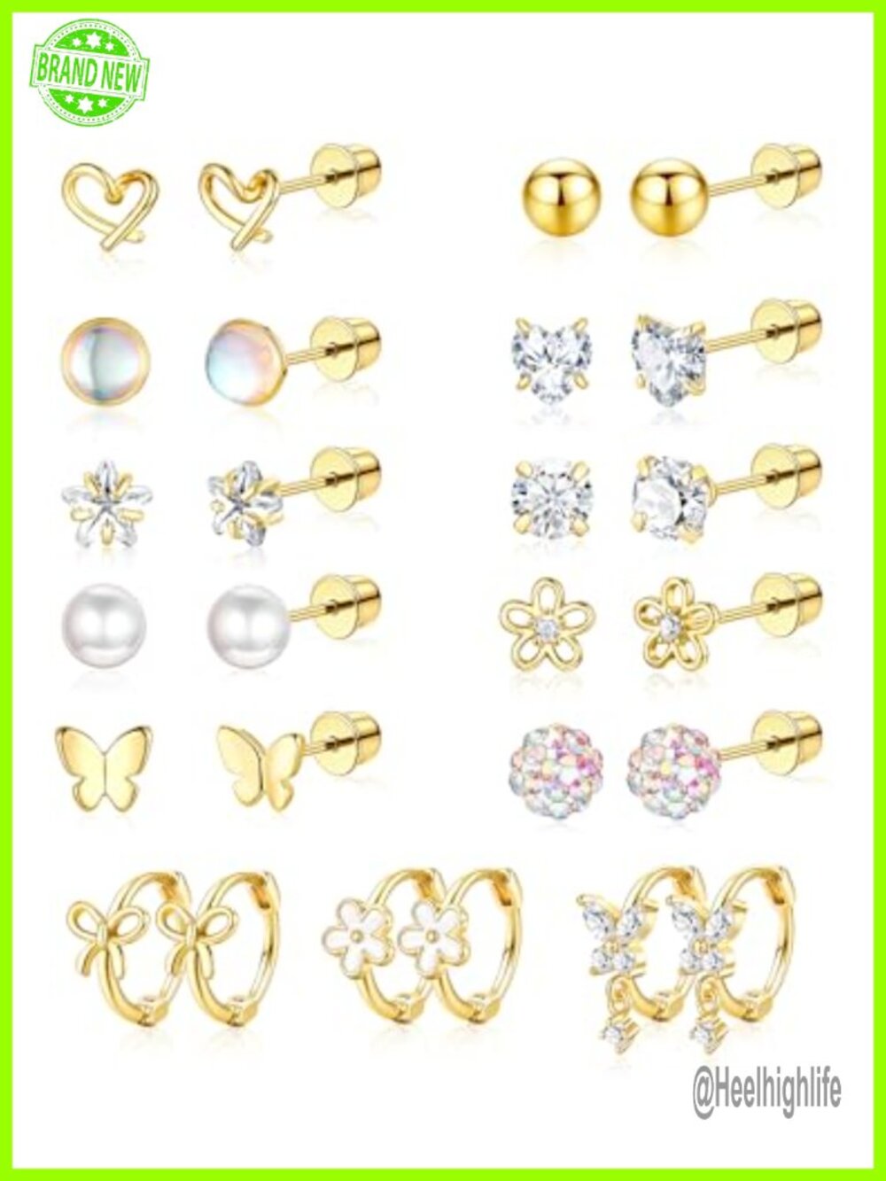 Surgical Stainless Steel Screw Back Stud Earrings for Women Sensitive Ears